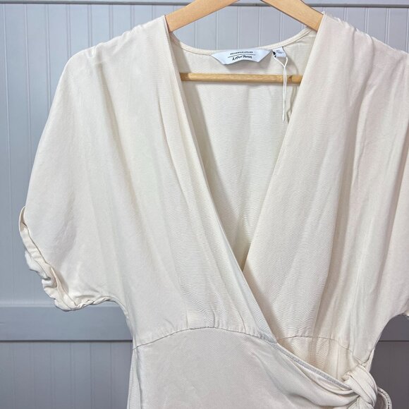 & Other Stories Stockholm Atelier Ivory Cream Short Sleeve Wrap Dress Tie Waist - Picture 1 of 11
